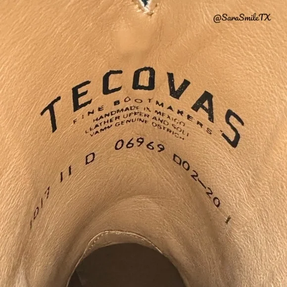 TECOVAS The Carter Mens Black Handmade Full-Quill Ostrich Cowboy Boots - Picture 11 of 14